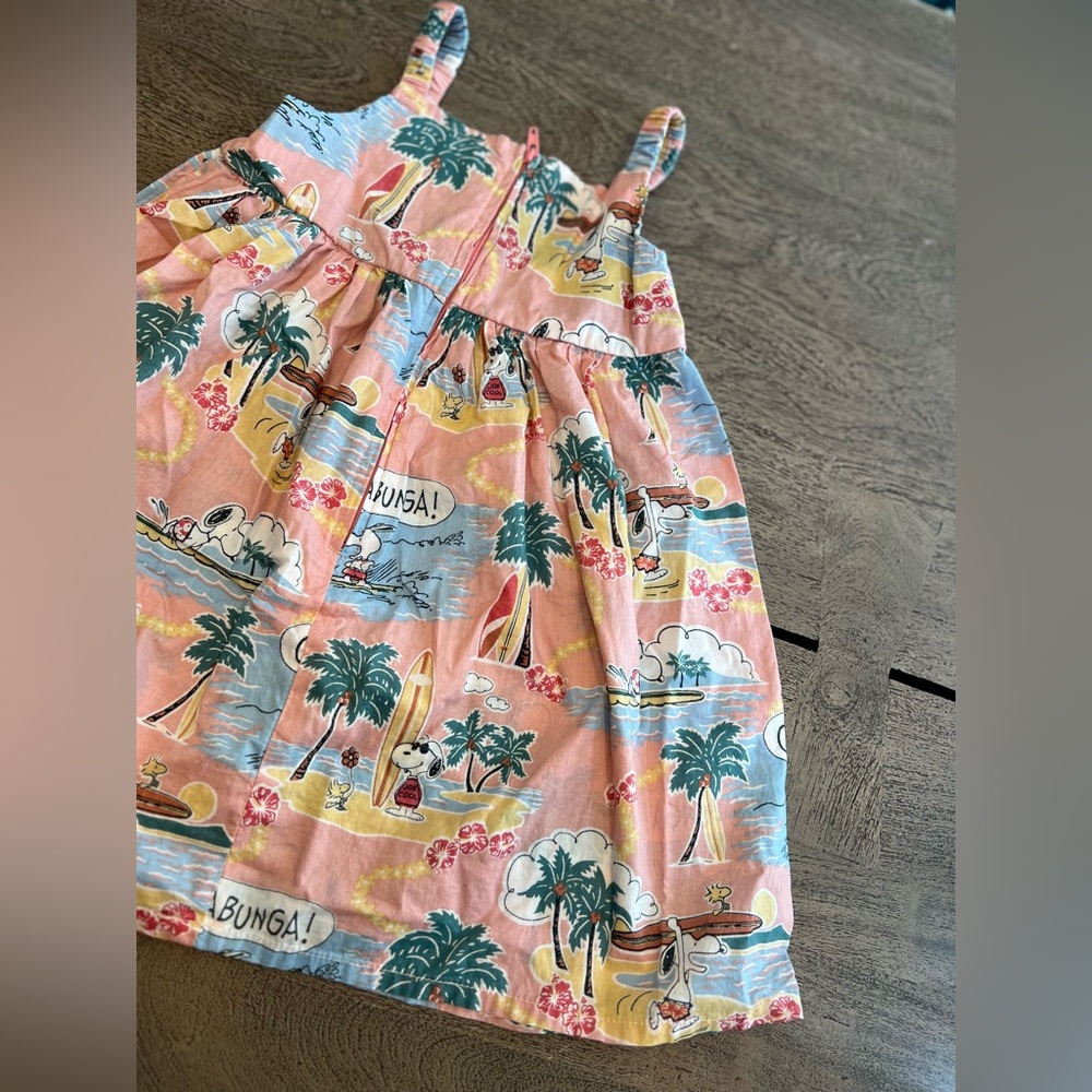 Reyn Spooner x Peanuts Girls Sundress Size 2 T Surfing Snoopy Back Zip - Picture 9 of 11